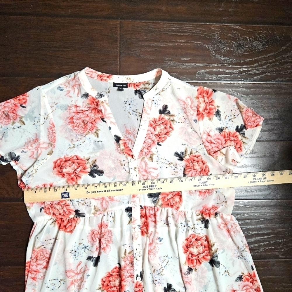 Torrid Lexie Babydoll Chiffon High-Low Sheer Floral Tunic Size 1 (1X) - Picture 12 of 13